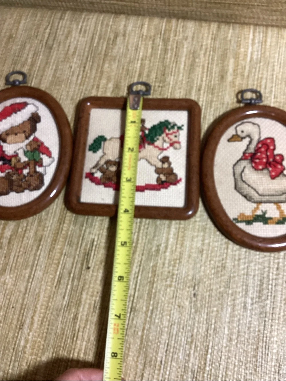Vintage Christmas Needlepoint Ornaments set of 3